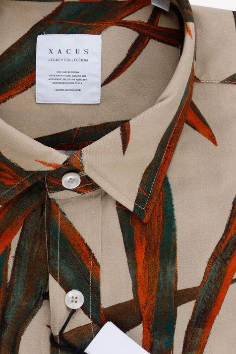 Camicia Uomo Xacus Regular Fantasia 100% Viscosa collo Italiano Manica lunga