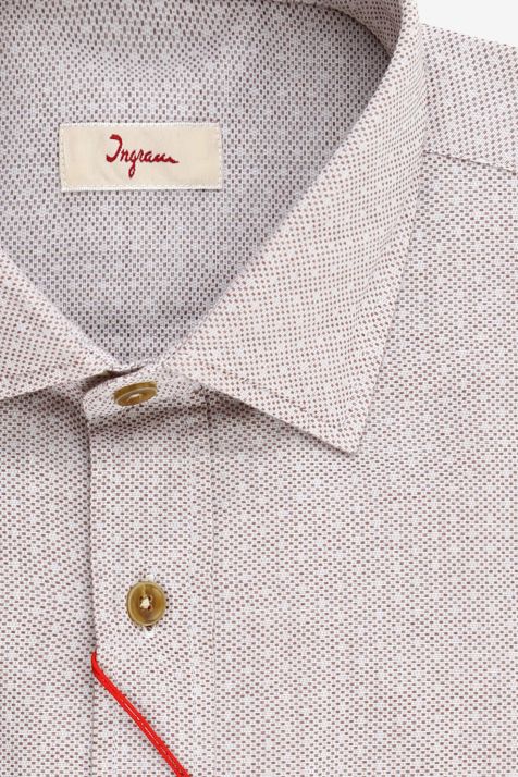 Camicia Uomo Ingram Classic Micro disegno 100% cotone collo Francese Manica lunga