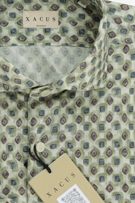 Camicia Uomo Xacus Regular Fantasia 100% cotone collo Francese Manica lunga
