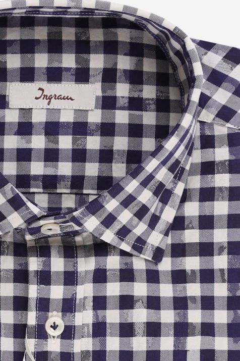 Camicia Uomo Ingram Classic Quadri 100% cotone collo Francese Manica lunga