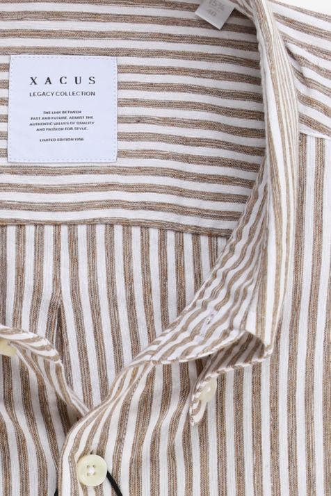 Camicia Uomo Xacus Regular Righe 86% cotone 14% viscosa collo Button down Manica lunga