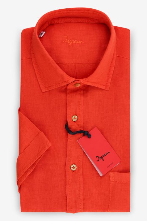 Camicia Uomo Ingram Regular Tinta unita 100% lino collo Francese Manica corta