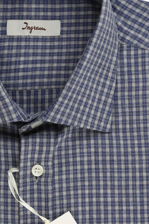 Camicia Uomo Ingram Classic Quadri 100% cotone collo Francese Manica lunga