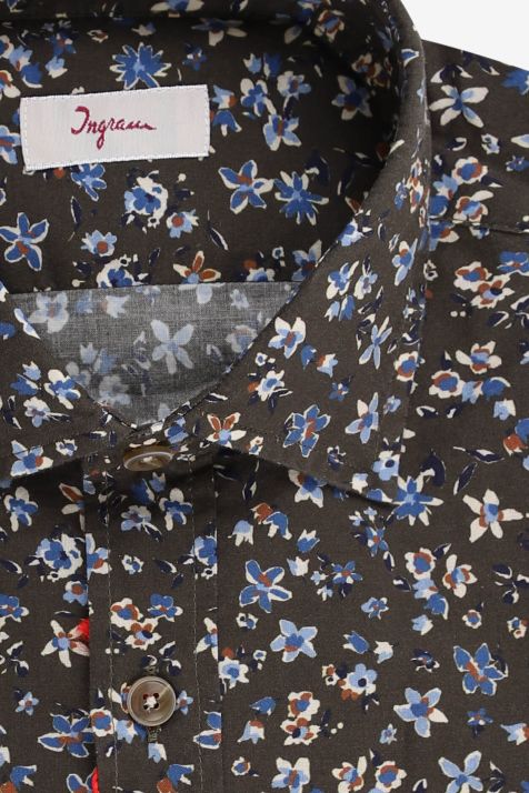 Camicia Uomo Ingram Slim Fantasia 100% cotone collo Francese Manica lunga