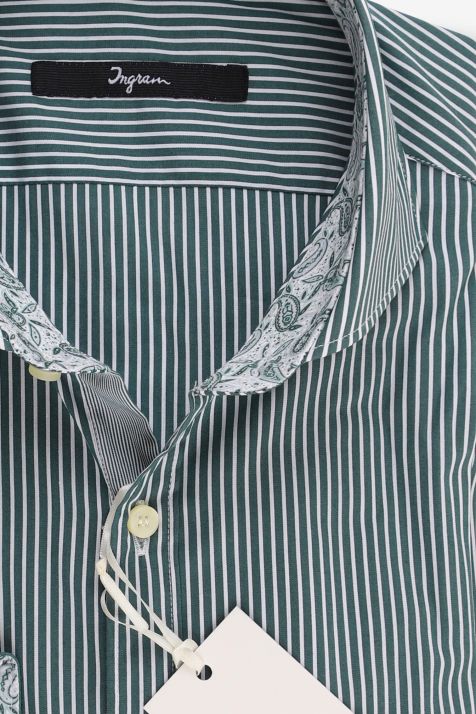 Camicia Uomo Ingram Slim Righe 72% cotone 3% elastan 25% pa collo Francese Manica lunga