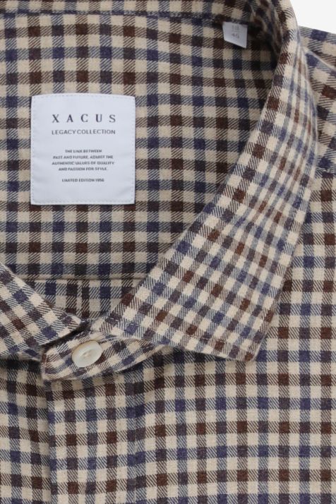 Camicia Uomo Xacus Regular Quadri 100% cotone collo Francese Manica lunga