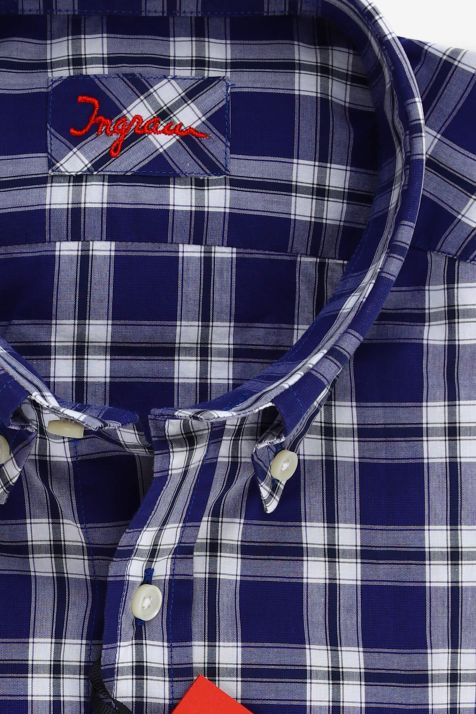 Camicia Uomo Ingram Regular Quadri 100% cotone collo Button down Manica lunga