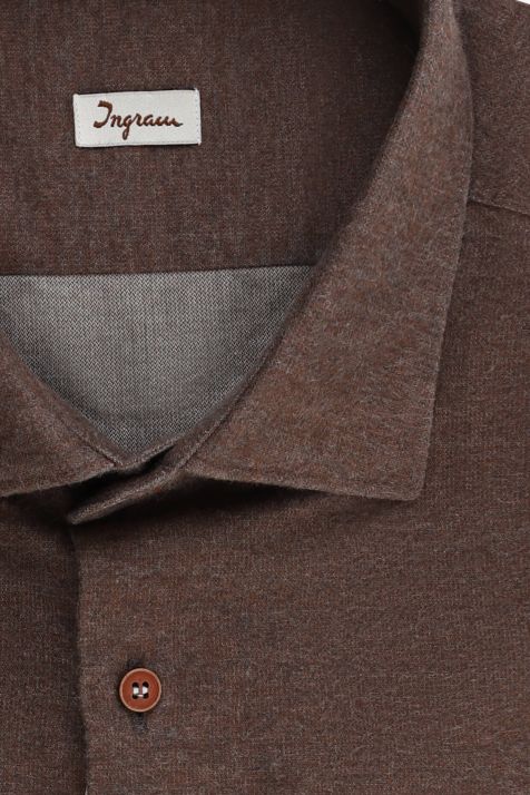 Camicia Uomo Ingram Slim Tinta unita 100% cotone collo Francese Manica lunga