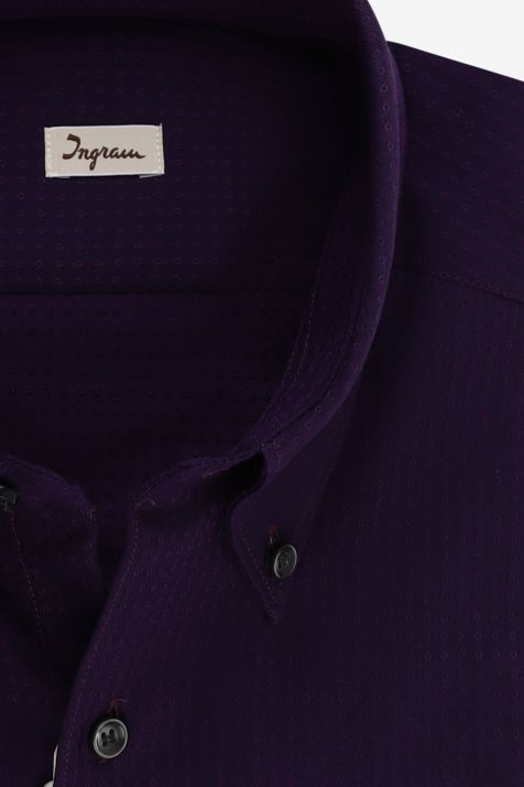 Camicia Uomo Ingram Regular Micro disegno 100% cotone collo Button down Manica lunga