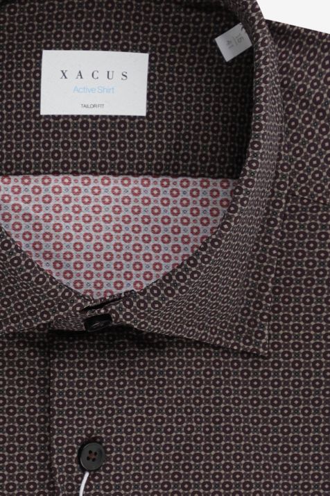 Camicia Uomo Xacus Regular Micro disegno 86% poliammide 14% elastan collo Francese Manica lunga