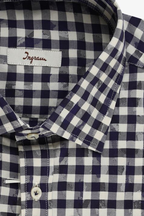 Camicia Uomo Ingram Classic Quadri 100% cotone collo Francese Manica lunga