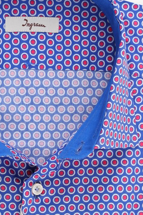Camicia Uomo Ingram Regular Fantasia 100% cotone collo Francese Manica lunga
