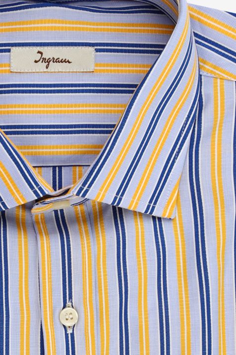 Camicia Uomo Ingram Classic Righe 100% cotone collo Francese Manica lunga