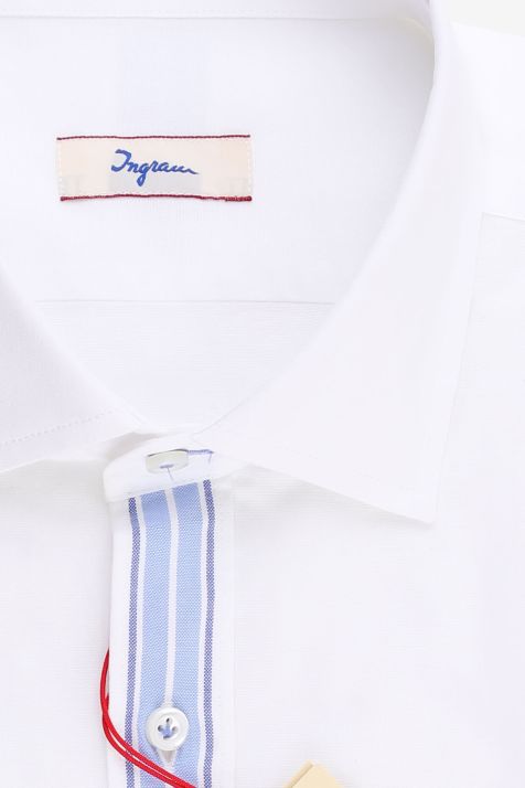 Camicia Uomo Ingram Slim Tinta unita 100% cotone collo Francese Manica lunga