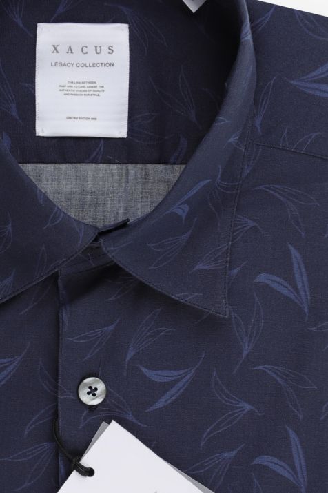 Camicia Uomo Xacus Regular Fantasia 100% cotone collo Italiano Manica lunga