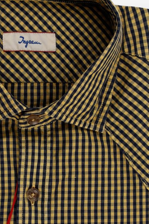 Camicia Uomo Ingram Slim Quadri 100% cotone collo Francese Manica lunga