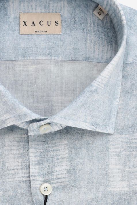 Camicia Uomo Xacus Regular Fantasia 100% cotone collo Francese Manica lunga