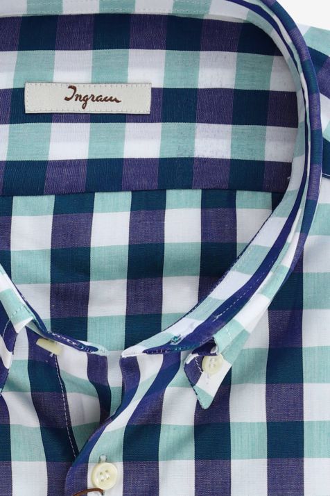 Camicia Uomo Ingram Regular Quadri 100% cotone collo Button down Manica lunga