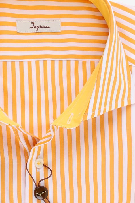 Camicia Uomo Ingram Regular Righe 100% cotone collo Francese Manica lunga