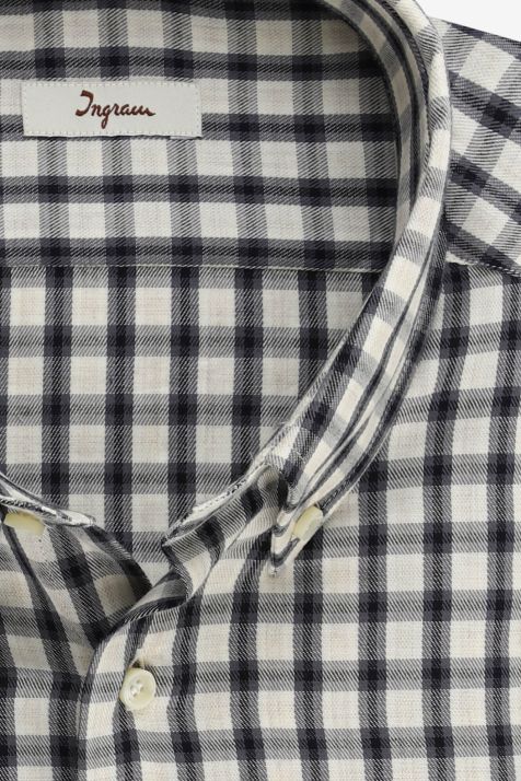 Camicia Uomo Ingram Regular Quadri 100% cotone collo Button down Manica lunga