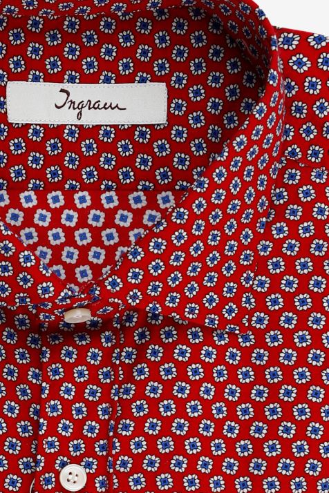 Camicia Uomo Ingram Slim Fantasia 100% cotone collo Francese Manica lunga