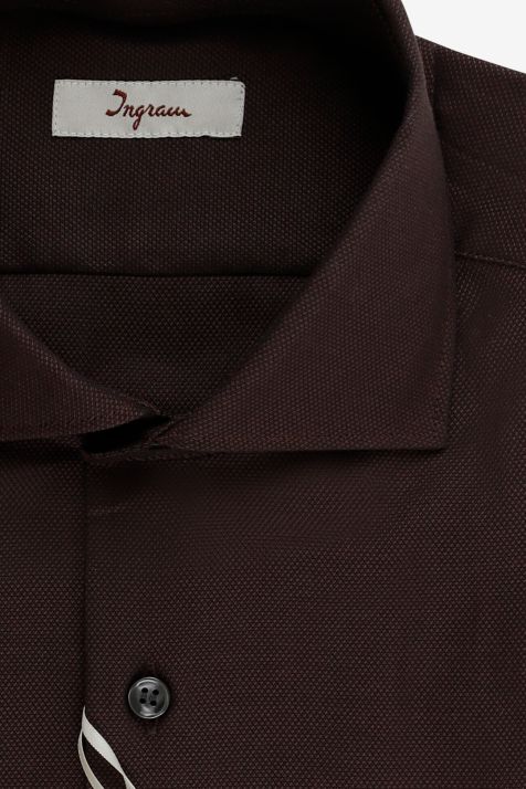 Camicia Uomo Ingram Slim Tinta unita 100% cotone collo Francese Manica lunga