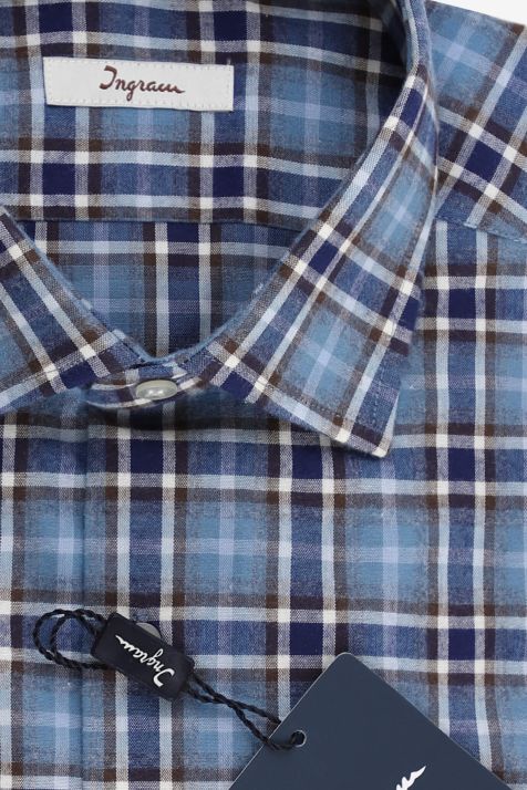 Camicia Uomo Ingram Regular Quadri 100% cotone collo Italiano Manica lunga