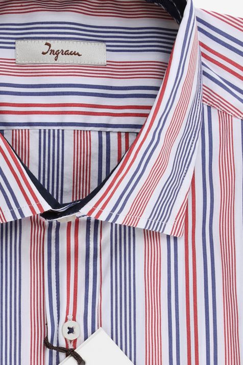 Camicia Uomo Ingram Slim Righe 72% cotone 3% elastan 25% pa collo Francese Manica lunga