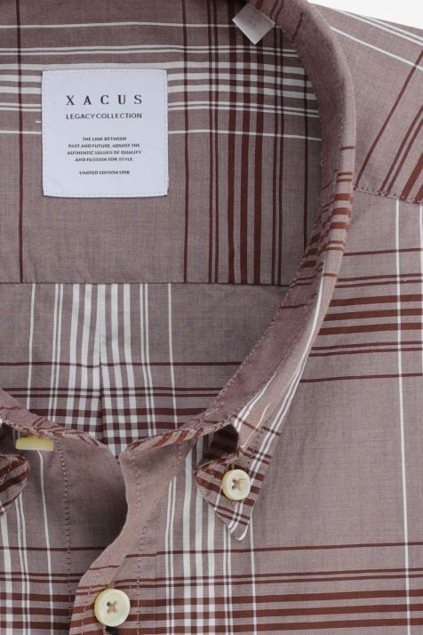 Camicia Uomo Xacus Regular Quadri 100% cotone collo Button down Manica lunga