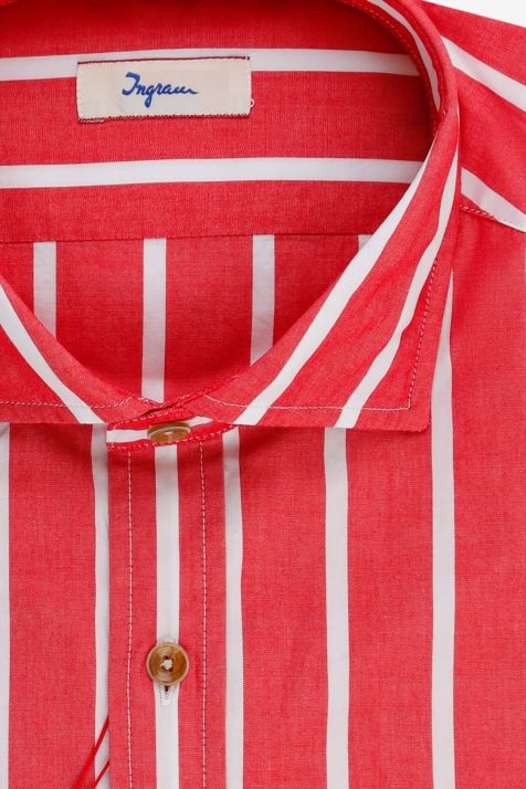 Camicia Uomo Ingram Slim Righe 96% cotone 4% elastan collo Francese Manica lunga