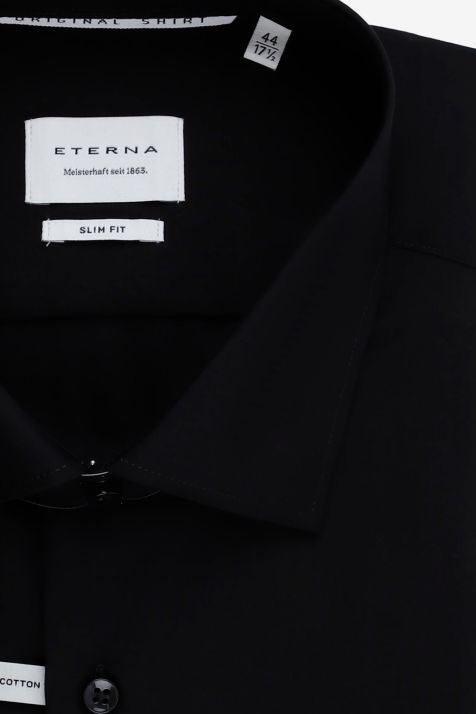 Camicia Uomo Eterna Slim No Stiro Tinta unita 100% cotone collo Francese Manica lunga