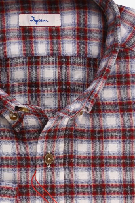Camicia Uomo Ingram Slim Quadri 100% cotone collo Button down Manica lunga