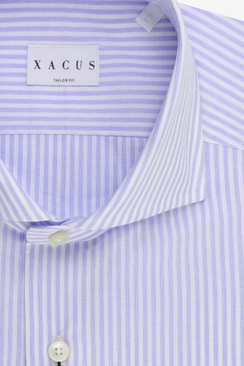 Camicia Uomo Xacus Regular Righe 100% cotone collo Francese Manica lunga