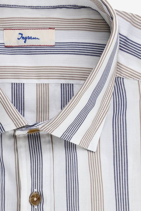 Camicia Uomo Ingram Regular Righe 100% cotone collo Francese Manica lunga