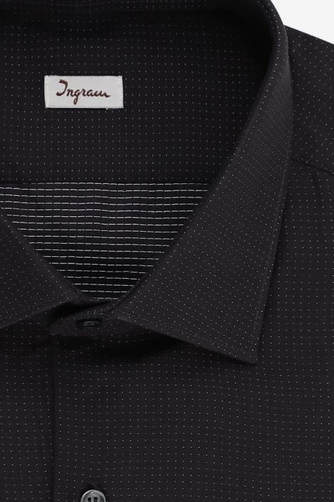 Camicia Uomo Ingram Slim Micro disegno 100% cotone collo Francese Manica lunga