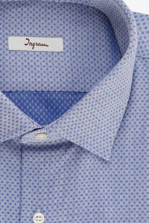Camicia Uomo Ingram Slim Micro disegno 100% cotone collo Francese Manica lunga
