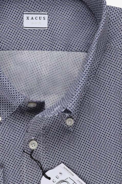 Camicia Uomo Xacus Regular Micro disegno 100% cotone collo Francese Manica lunga