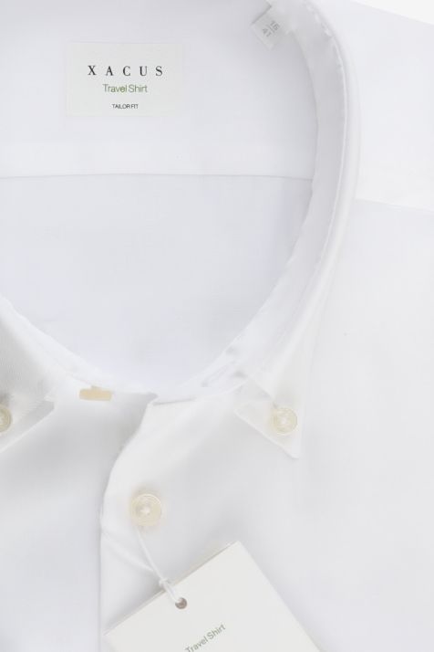 Camicia Uomo Xacus Classic No Stiro Tinta unita 100% cotone collo Button down Manica lunga