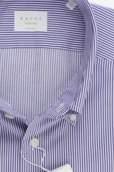 Camicia Uomo Xacus Regular No Stiro Righe 100% cotone collo Button down Manica lunga
