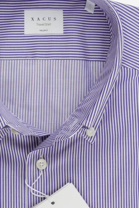 Camicia Uomo Xacus Regular No Stiro Righe 100% cotone collo Button down Manica lunga