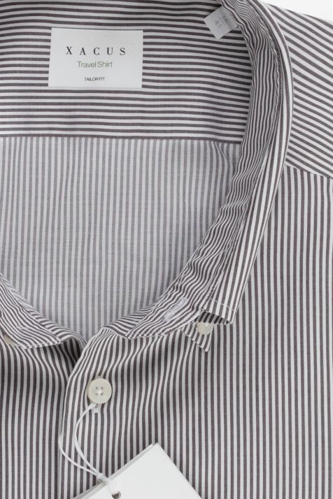 Camicia Uomo Xacus Regular No Stiro Righe 100% cotone collo Button down Manica lunga
