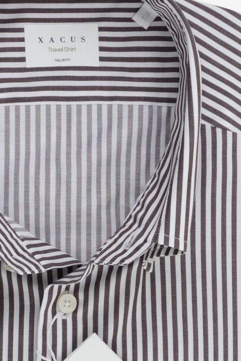 Camicia Uomo Xacus Regular No Stiro Righe 100% cotone collo Button down Manica lunga