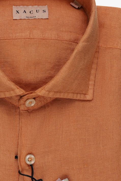 Camicia Uomo Xacus Regular Tinta unita 100% lino collo Francese Manica lunga