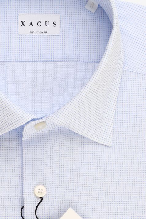 Camicia Uomo Xacus Classic Micro disegno 100% cotone collo Francese Manica lunga