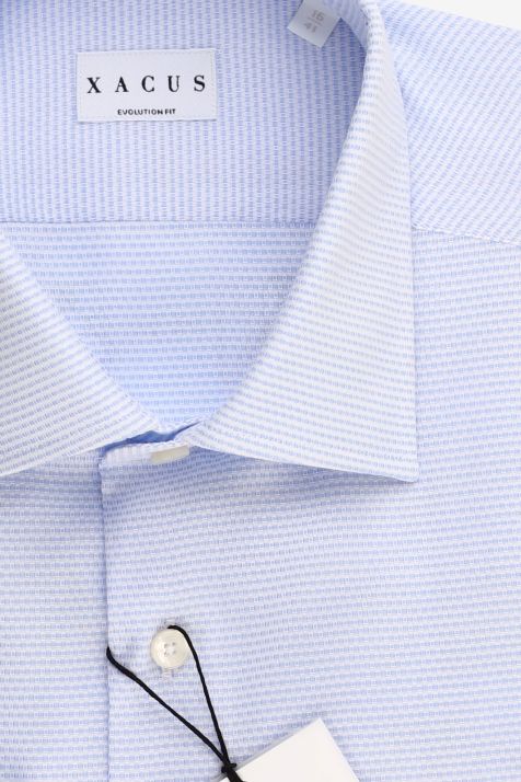 Camicia Uomo Xacus Classic Micro disegno 100% cotone collo Francese Manica lunga