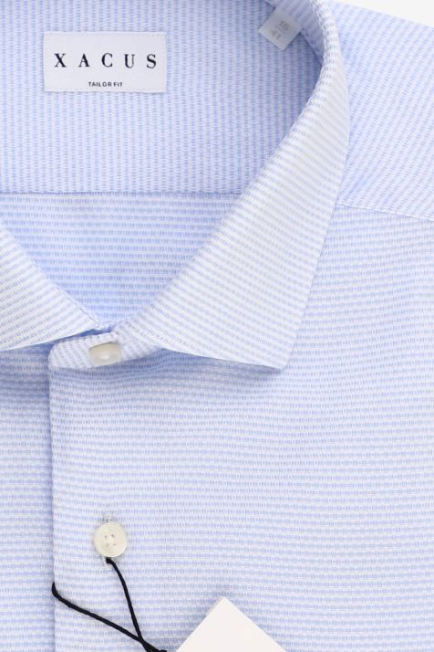 Camicia Uomo Xacus Regular Micro disegno 100% cotone collo Francese Manica lunga