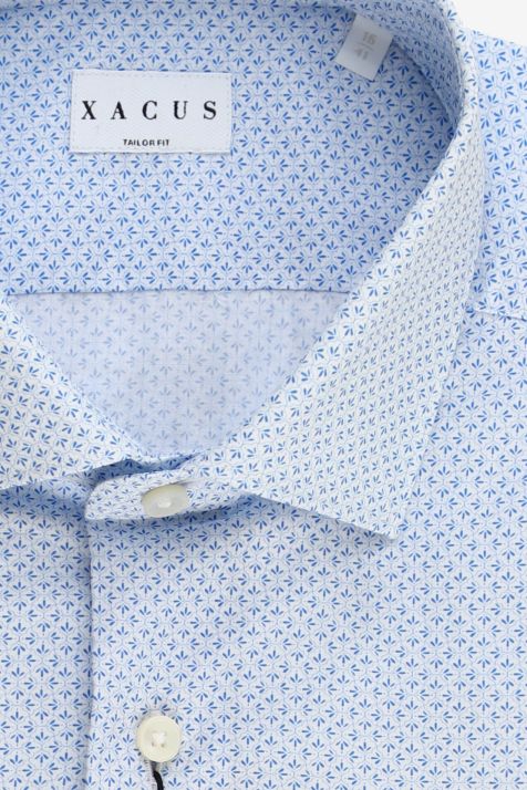 Camicia Uomo Xacus Regular Micro disegno 100% cotone collo Francese Manica lunga