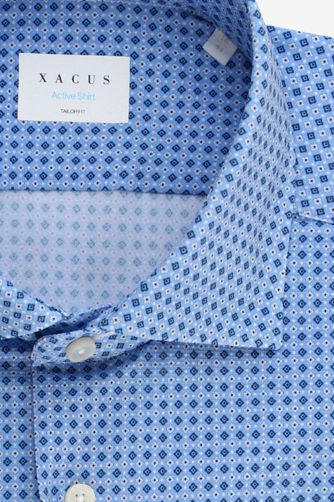 Camicia Uomo Xacus Regular Micro disegno 86% poliammide 14% elastan  collo Francese Manica lunga
