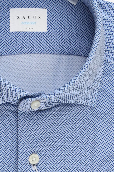Camicia Uomo Xacus Regular Micro disegno 86% poliammide 14% elastan collo Francese Manica lunga