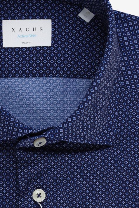 Camicia Uomo Xacus Regular Micro disegno 30% poliammide 14% elastan collo Francese Manica lunga